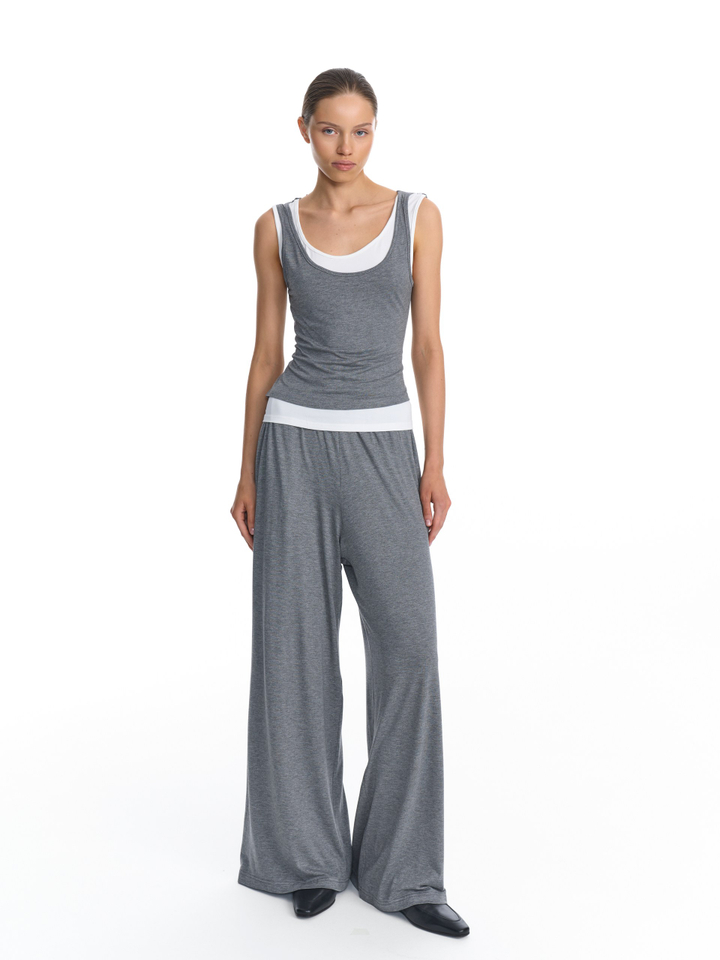 Двойной трикотажный топ серый