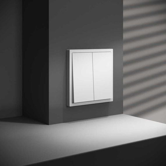 Перекрестный переключатель встраиваемый Voltum S70 двухклавишный 10А, (белый матовый) VLS020502