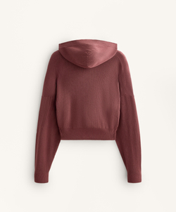 Oysho Вязаная куртка Rib с капюшоном, линялый махагон