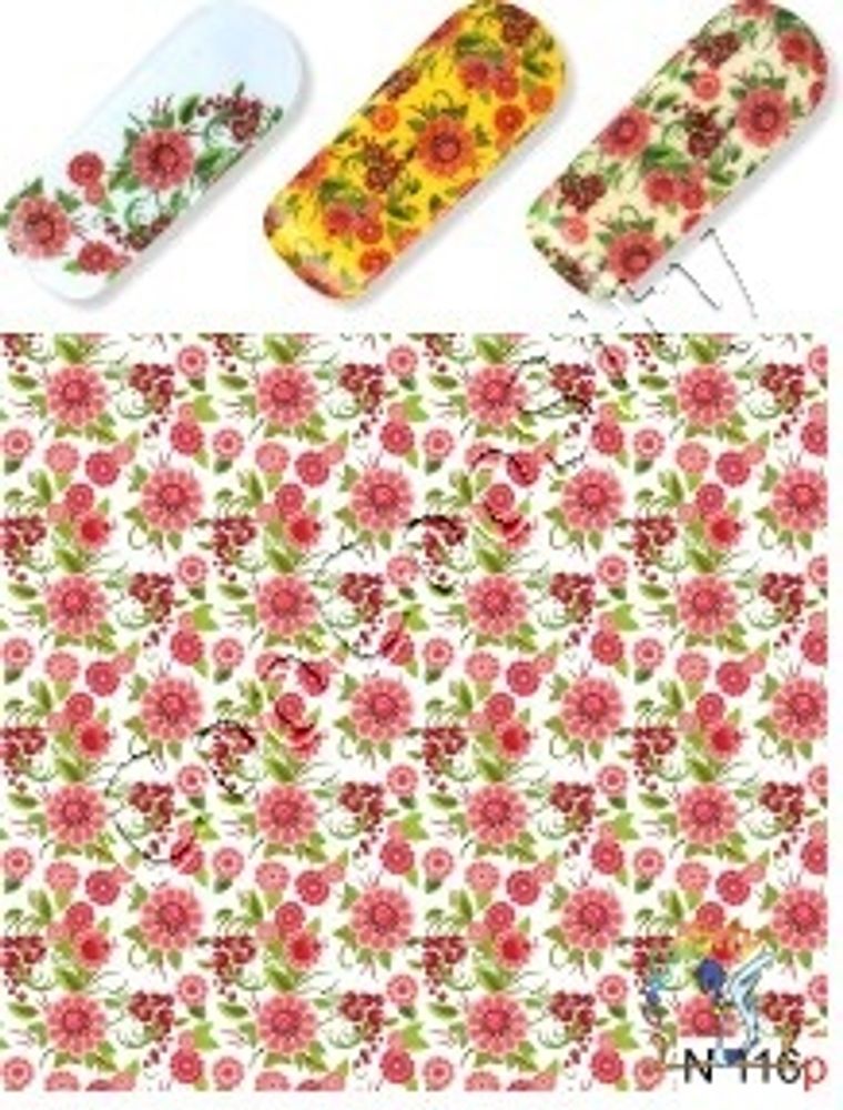 Слайдер-дизайн для ногтей Цветы N 116 p
