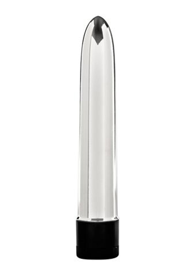 Серебристый вибратор Retro Slimline - 16 см. (Цвет: серебро)