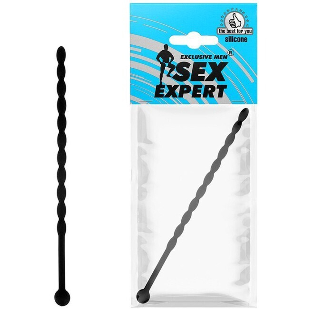 Длинный уретральный массажер (Цвет: черный)