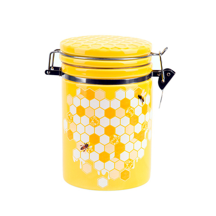 Банка для сыпучих продуктов Dolomite Honey, с клипсой, керамическая, 630 мл, 14,5 x 10 x 14,5 см