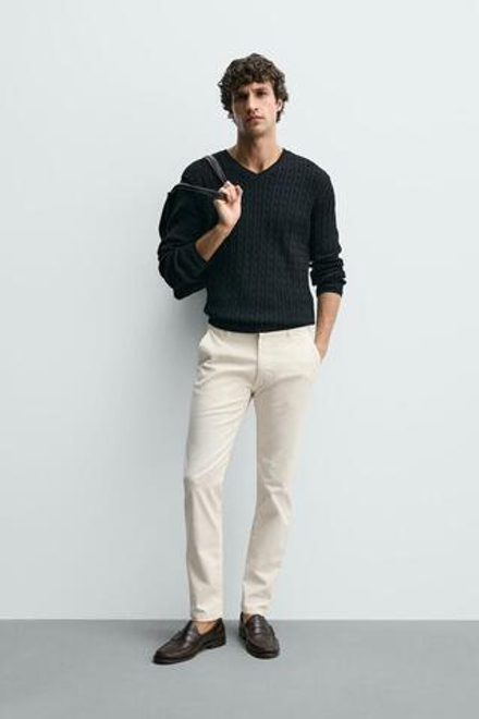 ZARA БРЮКИ ЧИНОС SKINNY FIT, ЭКРЮ