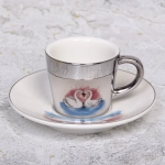 Кофейная пара (зеркальная кружка 90мл+блюдце) анаморфный дизайн «Лебеди»