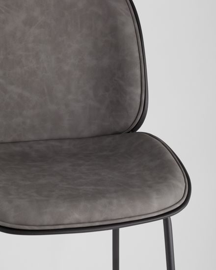 Стул барный Beetle PU со спинкой серый 2 шт