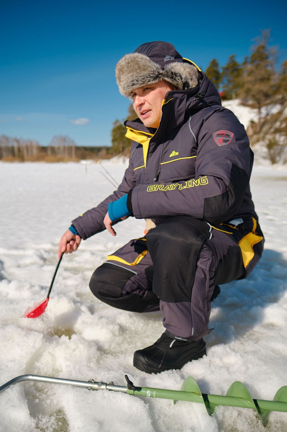 Зимний костюм для рыбалки Камчатка 2020 -45 (таслан, серо-желтый) GRAYLING