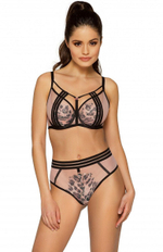 Бюстгальтер Angelina с принтованным кружевом (Размер: 65F) (Цвет: черный с бежевым)