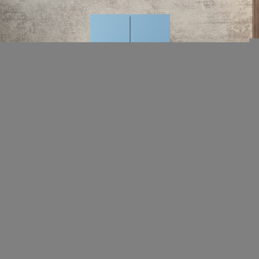 Шкаф Агератум МДФ двухсекционный с антресолью в синей эмали - Дуб молочный 8622  80*60*260