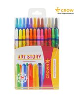 Мелки восковые 24цв. Crown ArtStory, круглые, выкручивающийся стержень, ПВХ