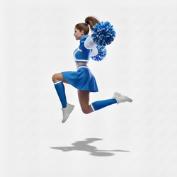 Костюм для чирлидинга синий с белым со светящимися вставками