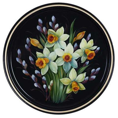 Жостовский поднос декоративный, размер 30 см (A9), металлический