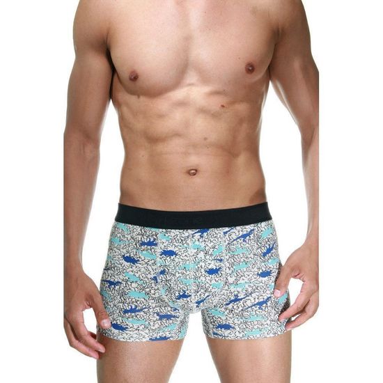 Набор мужских трусов боксеров 3в1 (светло-серые, черные, светло-серые с принтом) DARKZONE DZN9004