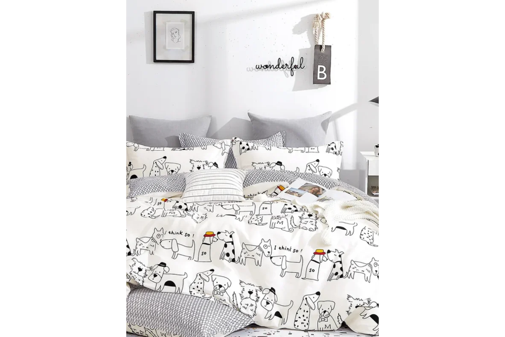 Постельное белье GoodNight Сатин Делюкс E214 с компаньоном 2 сп. с евро (с нав. 50х70)