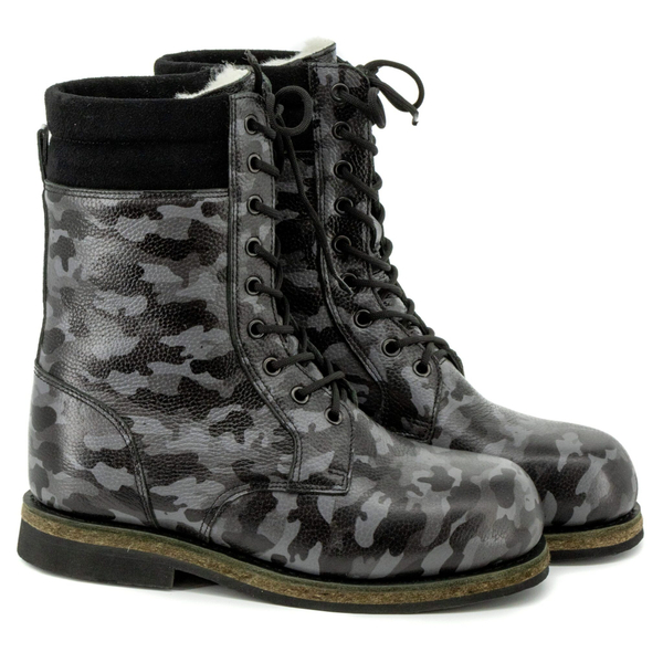 Унты-берцы мужские из кожи камуфляж милитари