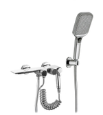 Смеситель для ванны однорычажный латунный V323531 с изливом-водопадом и душем, хром