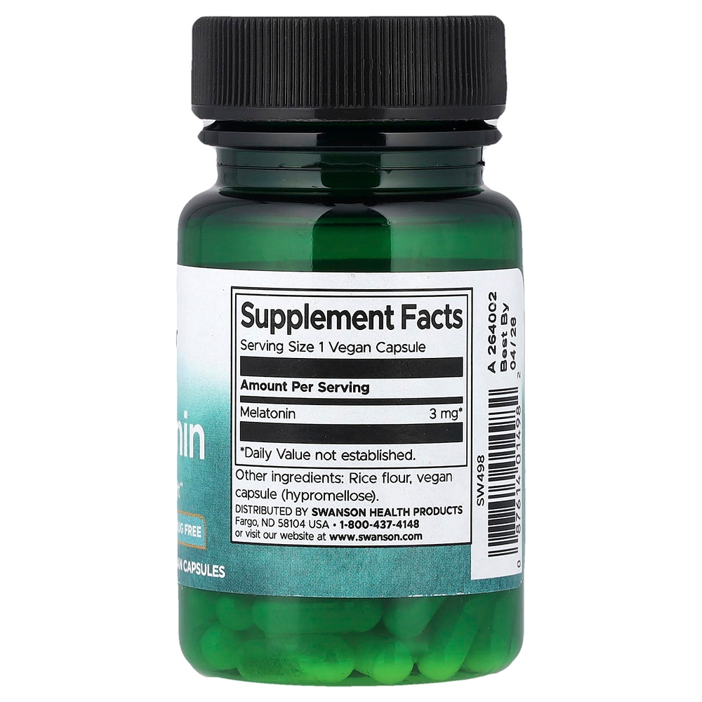 Swanson Vitamins, Мелатонин, 3 мг, 60 капсул