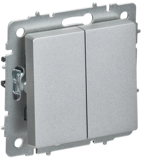 BRITE Выключатель 2-клавишный перекрестный 10А ВС10-2-3-БрА алюминий IEK