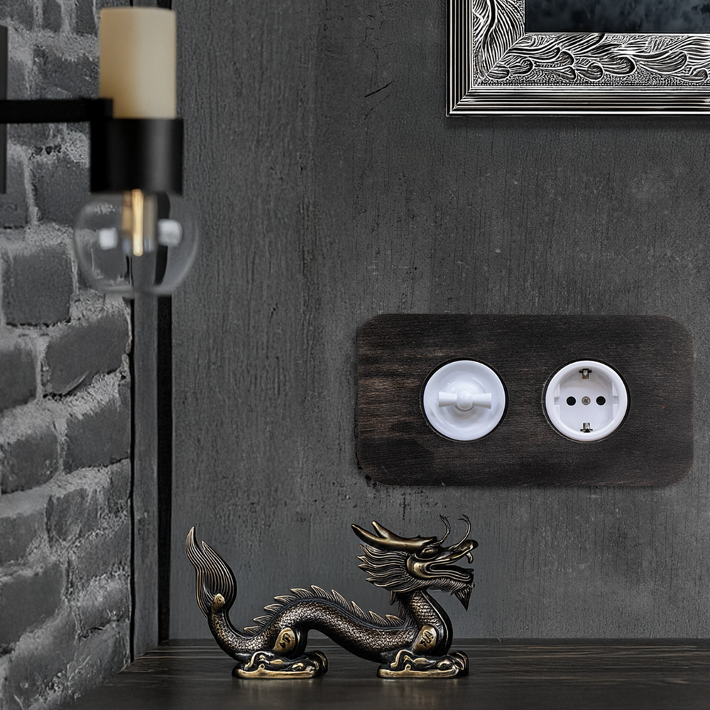 Поворотный Выключатель проходной 1 кл. (механизм С.М., накладка, ручка) B3-201-21