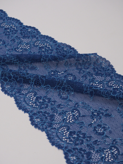 Эластичное кружево васильковое с голубым ширина 22 см