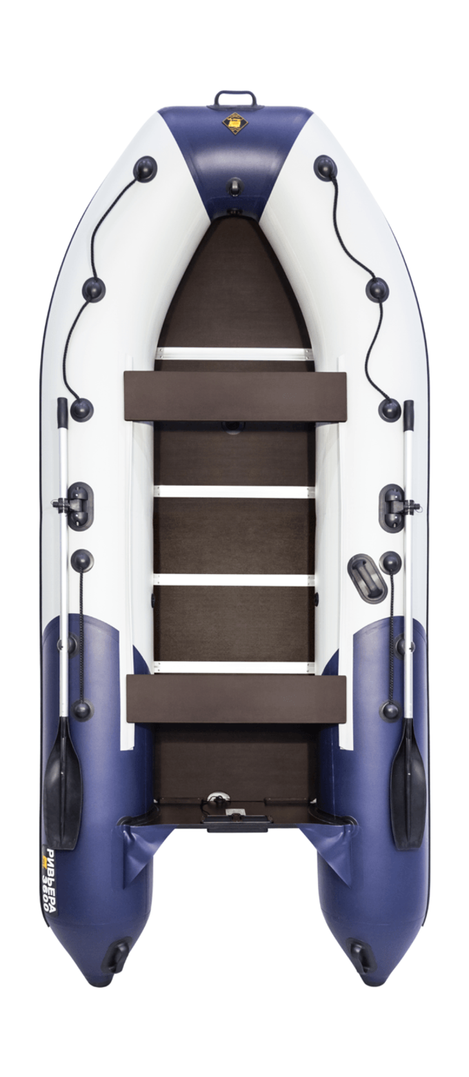 Надувная лодка ПВХ, Ривьера Компакт 3600 СК Комби, светло-серый/синий