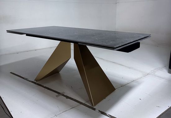 Стол ALES 180 BLACK GRAVE SOLID CERAMIC, керамика / бронзовый