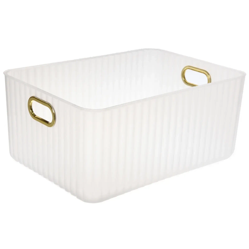 Корзина для хранения с крышкой «ЭЛГАТТ», цвет белый, 36*26*16,5см (лейбл Селфи)