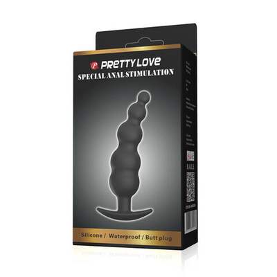 Cиликоновая анальная елочка с ограничителем PrettyLove (Цвет: черный)