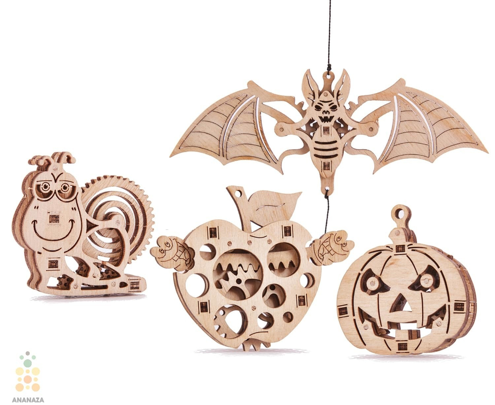 Вудик Летучая Мышь Wood Trick - деревянный конструктор, сборная миниатюрная модель, 3D пазл