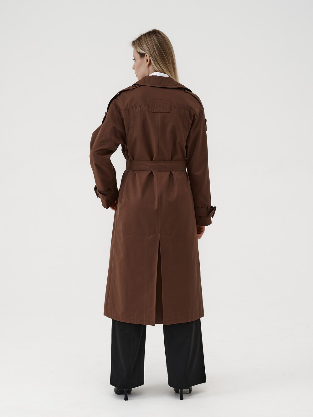 Тренч двубортный OVERSIZE коричневый