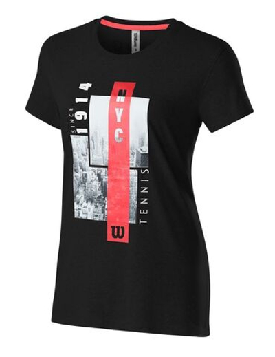 Женская футболка теннисная Wilson New York City Aerial Tech Tee W - black