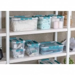 Контейнер для хранения с крышкой, ручкой и ручками-защелками «GRAND BOX», голубой, 39*29*18см, 15,3л