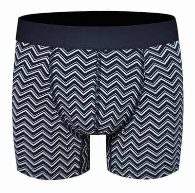 Темно-синие хлопковые трусы-боксеры с зигзагами (Размер: XL) (Цвет: темно-синий)
