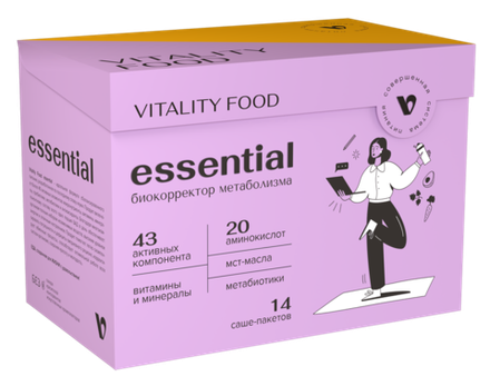 Виталити Фуд Эссеншл (Vitality Food) (14 пакетов) Совершенная система питания, обеспечивающая организм полным набором необходимых веществ, замена приема пищи