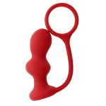 Красная анальная втулка с кольцом MENZSTUFF ASS JACKER - 10 см. (Цвет: красный)