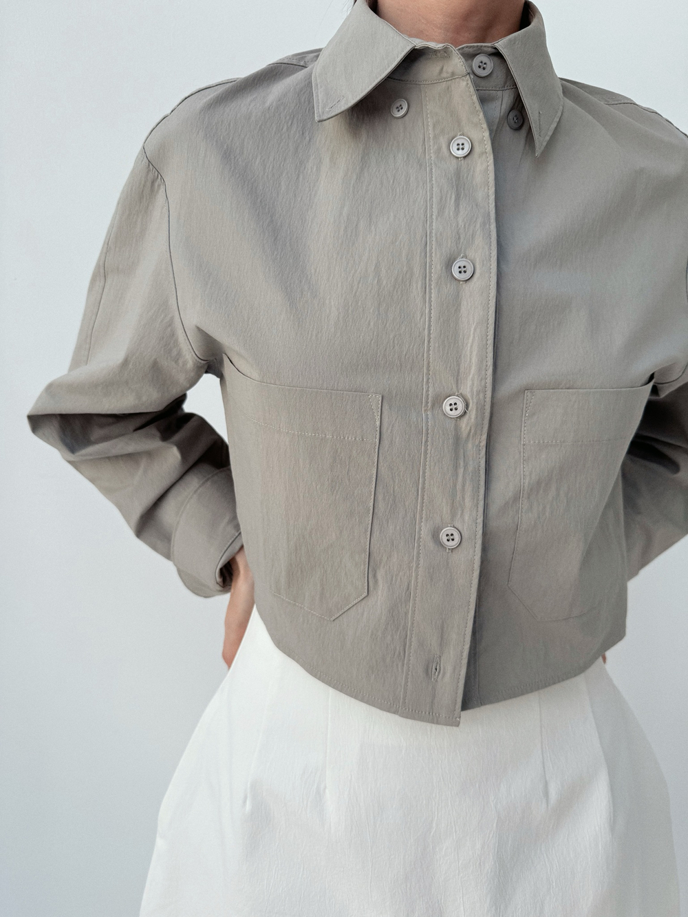 Рубашка укороченная из хлопка CROP