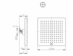 Верхний душ квадратный Bravat 20см.