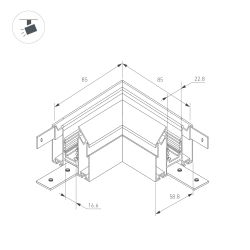 Коннектор угловой MAG-ORIENT-CON-2653-STR-G-L90 (BK) (Arlight, Металл) 054168(1)