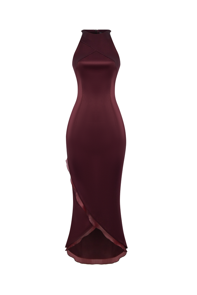 Платье миди из сатина и шелковой органзы