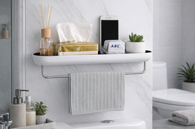 Прямые полки с держателем полотенец: Порядок в условиях высокой влажности