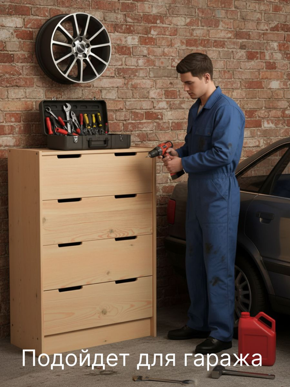 Комод, 62х30х90, Раст, для одежды и игрушек, с ящиками, массив сосны, без отделки, IKEA