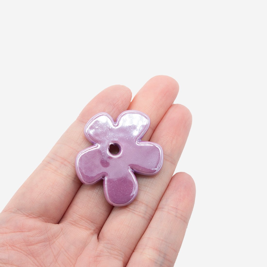 Бусина в форме цветка, 33*35,5мм, фиолетовая, глазурированный фарфор