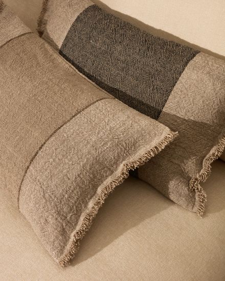 Чехол для подушки Lorin из льна зелёного цвета с бахромой 30 x 50 см