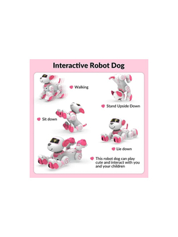 Радиоуправляемый робот-собака Volantex RC Умный друг звук, свет, танцы, розовая