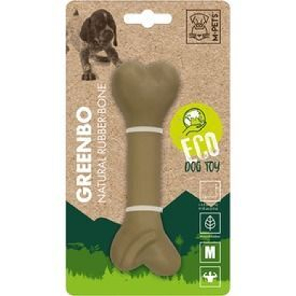 M-PETS Игрушка для собак кость из натурального каучука Гринбо, размер M, 15x4.5x3.5 см