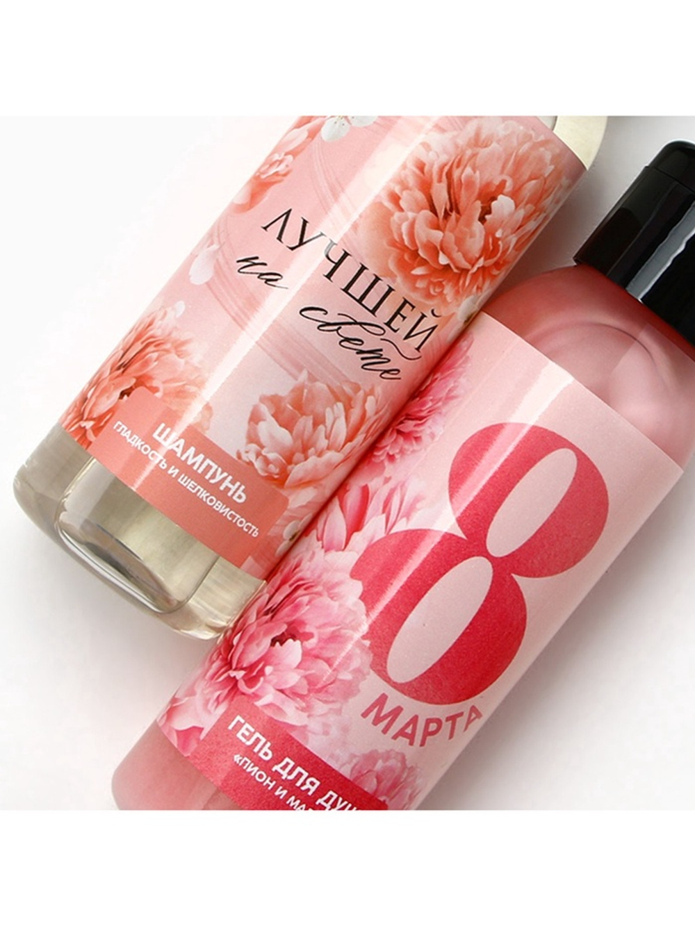 Подарочный набор «С 8 Марта!»: гель для душа и шампунь для волос, 2×100 мл, Чистое счастье