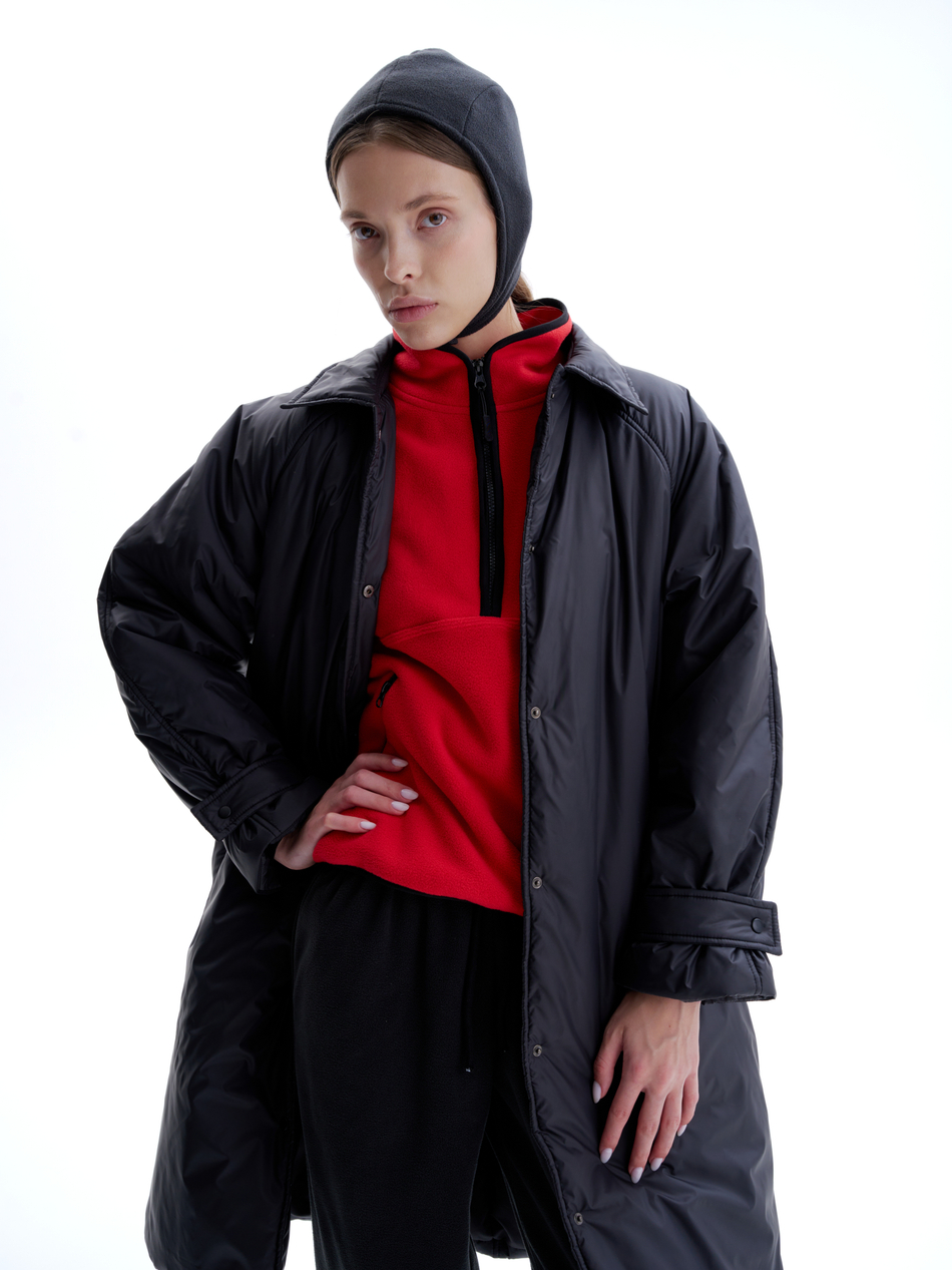 Утепленное пальто со съемным шарфом