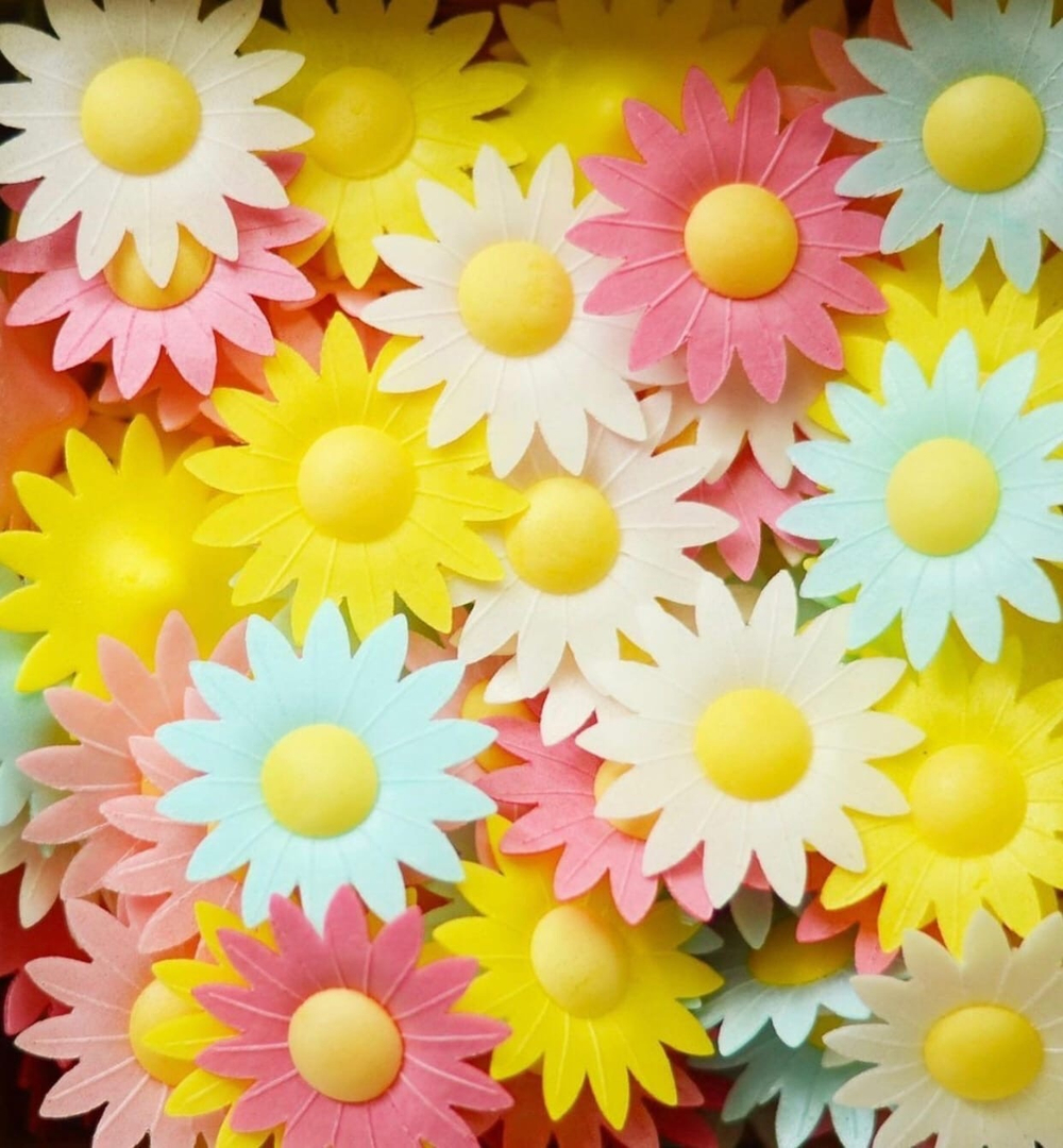 Вафельный декор "Маргаритки микс" 10шт