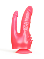 Фаллоимитатор двойной LOVETOY 17 см, шипы и присоска, розовый