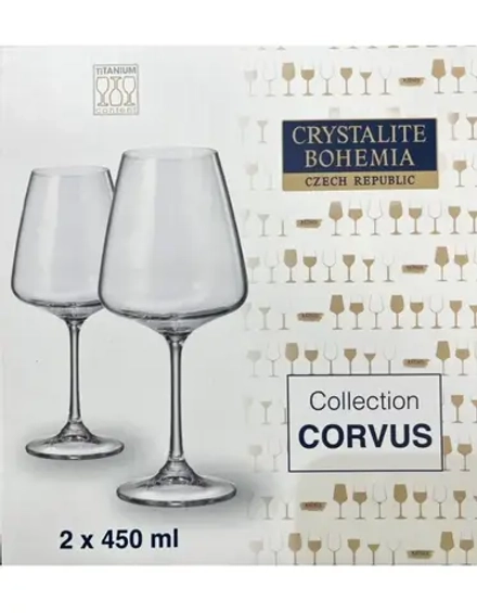 Набор фужеров для вина Crystal Bohemia, 450мл, 2шт, хрустальное стекло